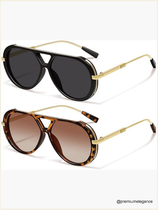 Vintage Retro Aviator Sunglasses for Women Men Large Frame UV Protection main image 5